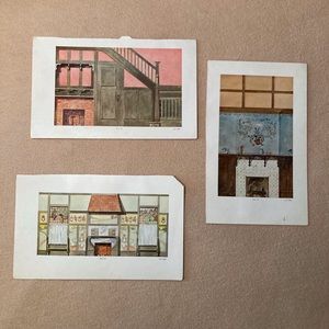 Three book plates in color from original etchings historical interiors